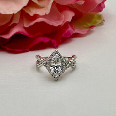 1.25 ctw Marquise Twisted Halo Ring