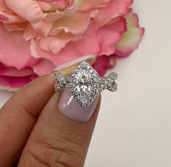 1.25 ctw Marquise Twisted Halo Ring