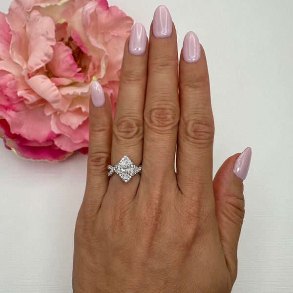 1.25 ctw Marquise Twisted Halo Ring