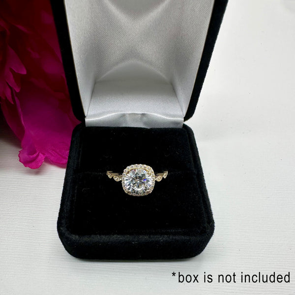 2.25 ctw Art Deco Halo Ring - 10k Solid Yellow Gold, Sz 7 only