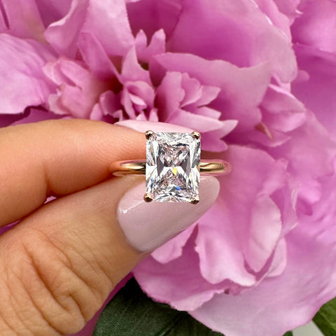 3 ctw Radiant Accented Solitaire Ring