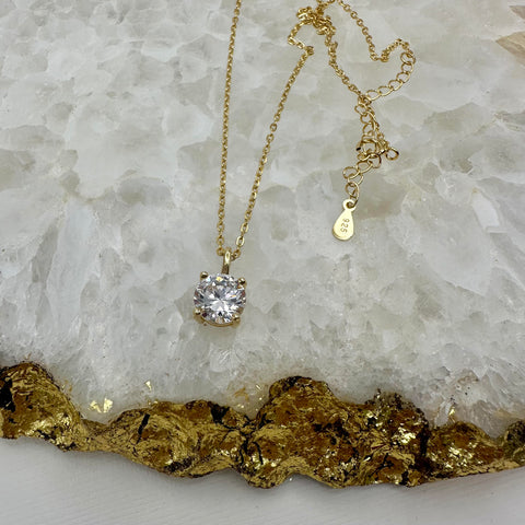 1/2 ct Dainty Bezel Necklace - Yellow GP