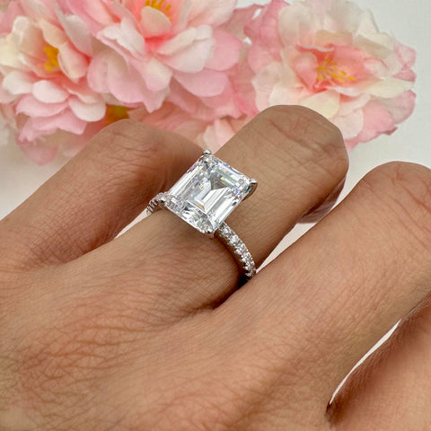 3 ctw Cushion Accented Solitaire Ring