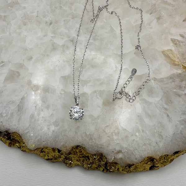 3 ctw Accented Round Solitaire Necklace - 30% Final Sale