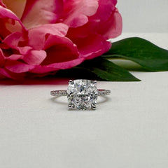 3 ctw Cushion Accented Solitaire Ring