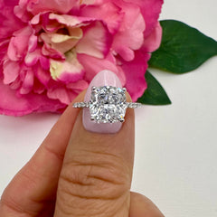 3 ctw Cushion Accented Solitaire Ring