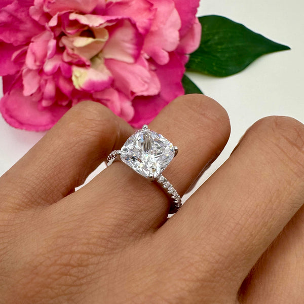 3 ctw Cushion Accented Solitaire Ring