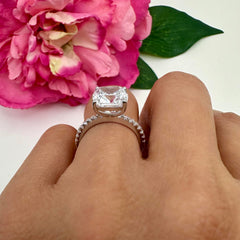 3 ctw Cushion Accented Solitaire Ring