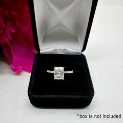 3 ctw Radiant Accented Solitaire Ring - 10k Solid Yellow Gold, Sz 8 only