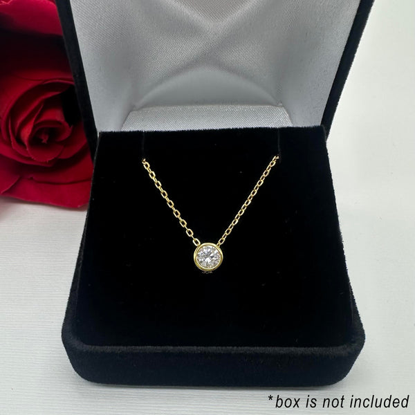 1/2 ct Dainty Bezel Necklace - Yellow GP