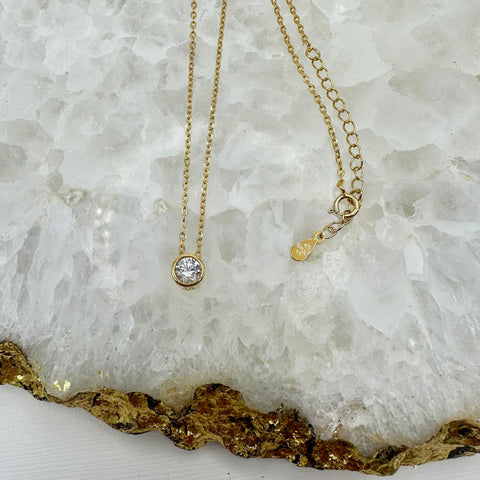 1/2 ct Dainty Bezel Necklace - Yellow GP