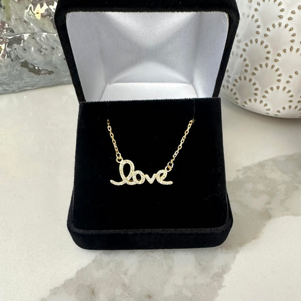 Cursive Love Necklace - Yellow GP, 50% Final Sale