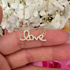 Cursive Love Necklace - Yellow GP, 50% Final Sale