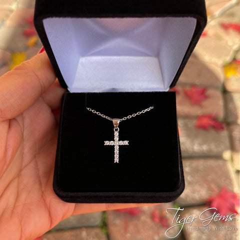 1/3 ctw Dainty 11 Stone Cross Necklace